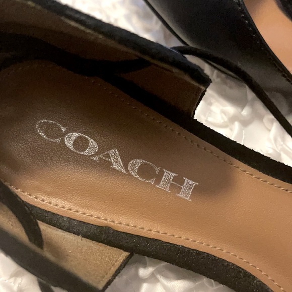 Coach black leather open arch ankle tie flats 8 - Picture 2 of 8